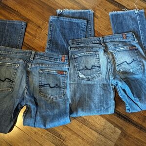 2 pairs of  '7 for all Mankind' boot cut jeans